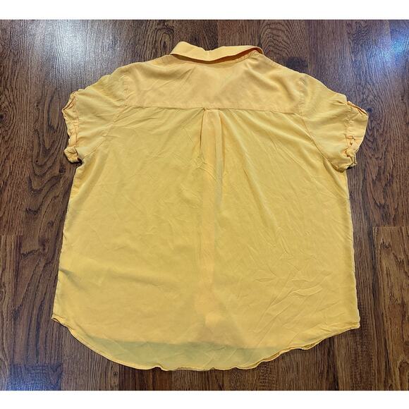 Samsoe Samsoe Women's Majan Short Sleeve Button Down Mustard Size Medium - Picture 2 of 7